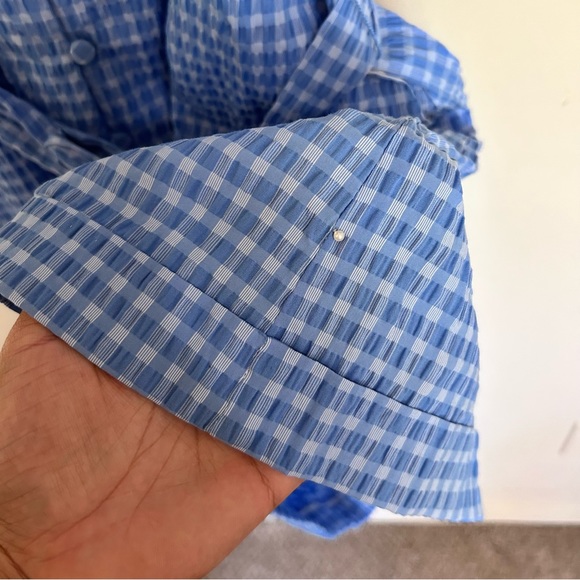 PEARL BY LELA ROSE Seersucker Belted Romper 16 - Picture 9 of 14